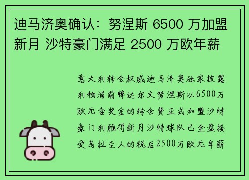 迪马济奥确认：努涅斯 6500 万加盟新月 沙特豪门满足 2500 万欧年薪